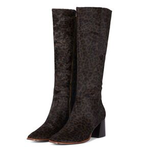 Off 59% Women's Leather Chocolate Leopard Knee High ... NeverFullyDressed